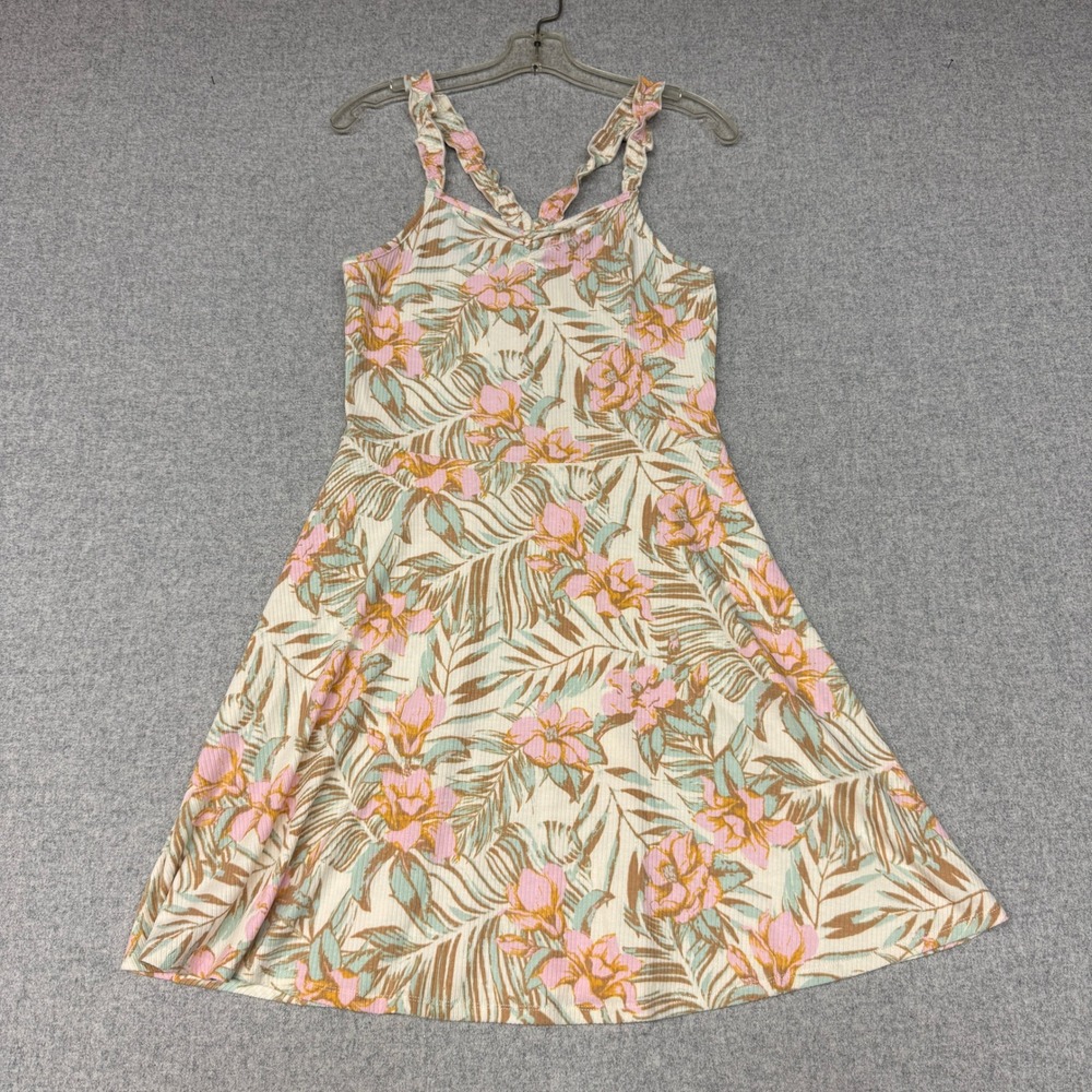 Art Class | Floral Sleeveless Ruffle Strap Dress | XL 14/16 |Pink Green Tropical